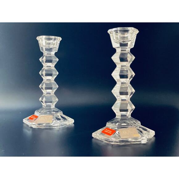 MIKASA Crystal JewelStone Pattern Candlestick Holder Made in Austria -Set of 2 - Picture 4 of 7